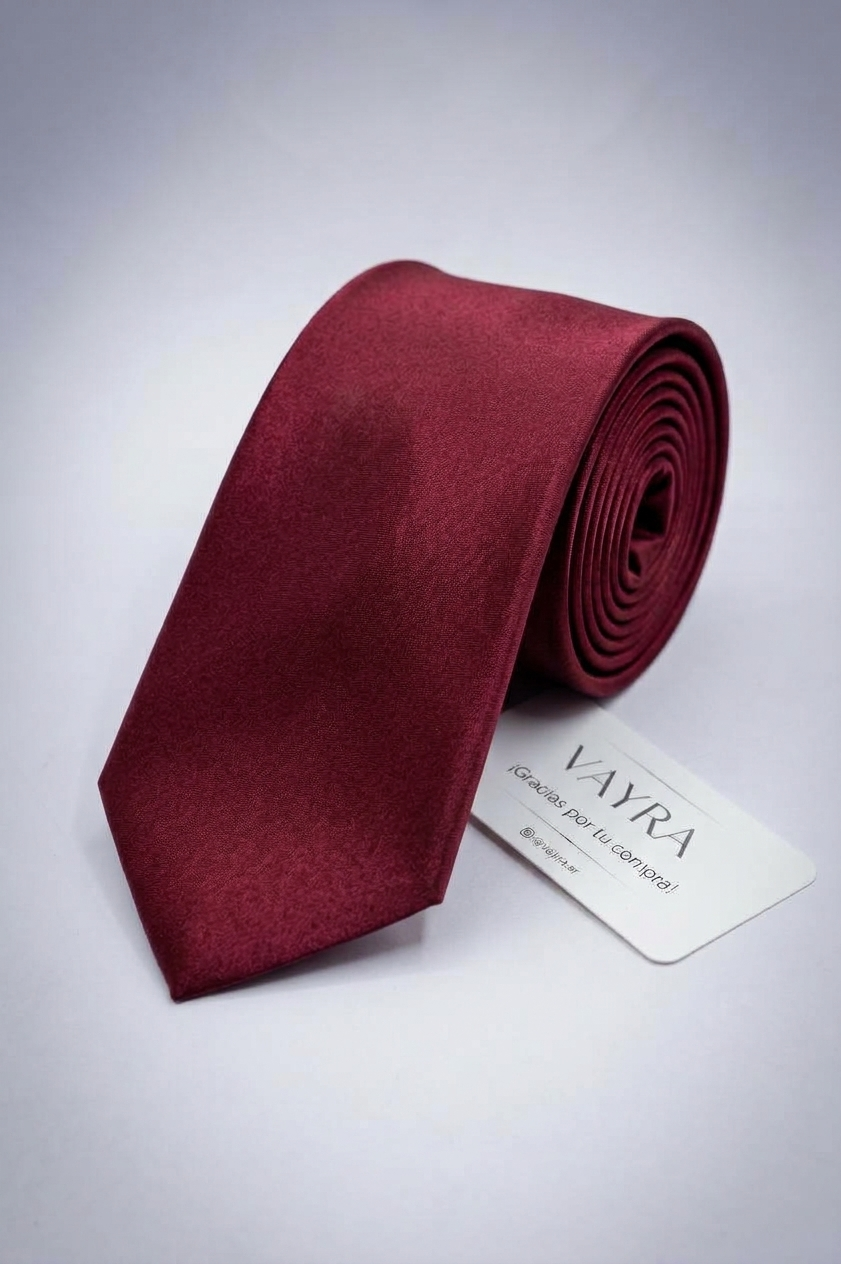Corbata VAYRA Raso Bordó Borgoña Satinado con Etiqueta Oficial
