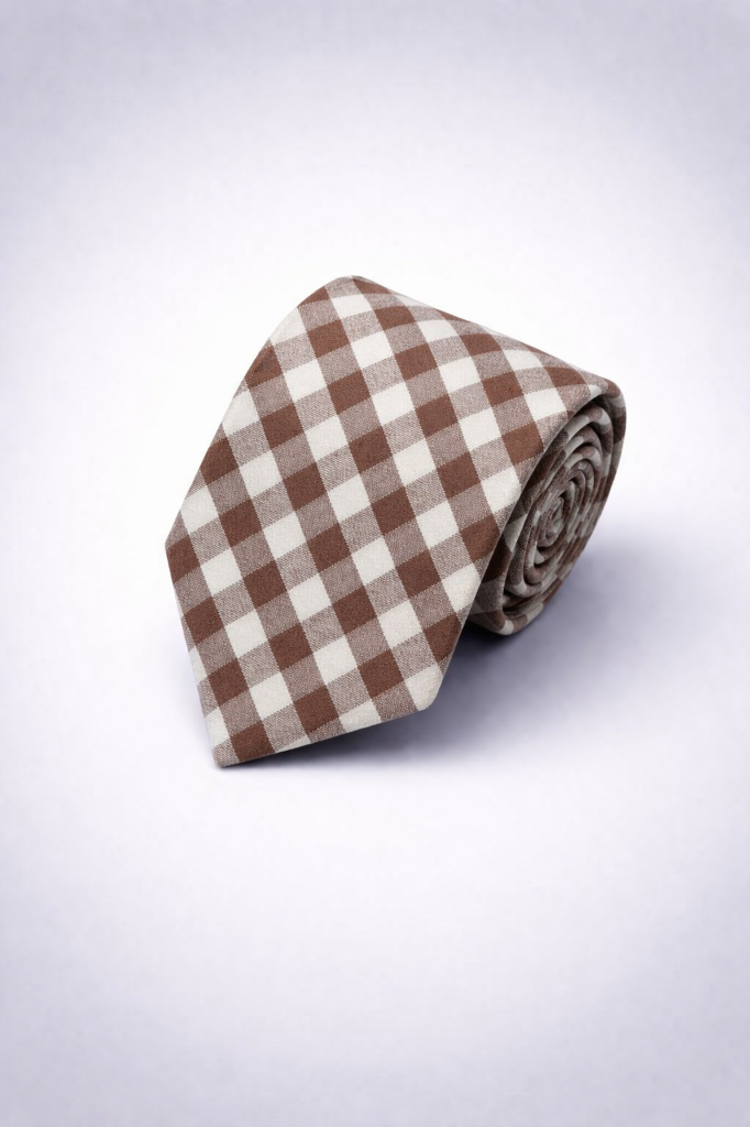 Corbata VAYRA Vichy Marrón Chocolate & Crudo